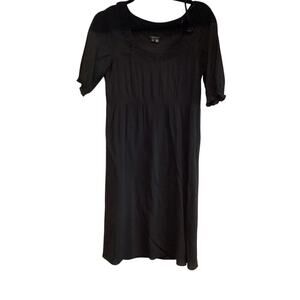 Theory Dazell Charm puff short sleeve Mini Dress Shift Scoop Neck Black Viscose